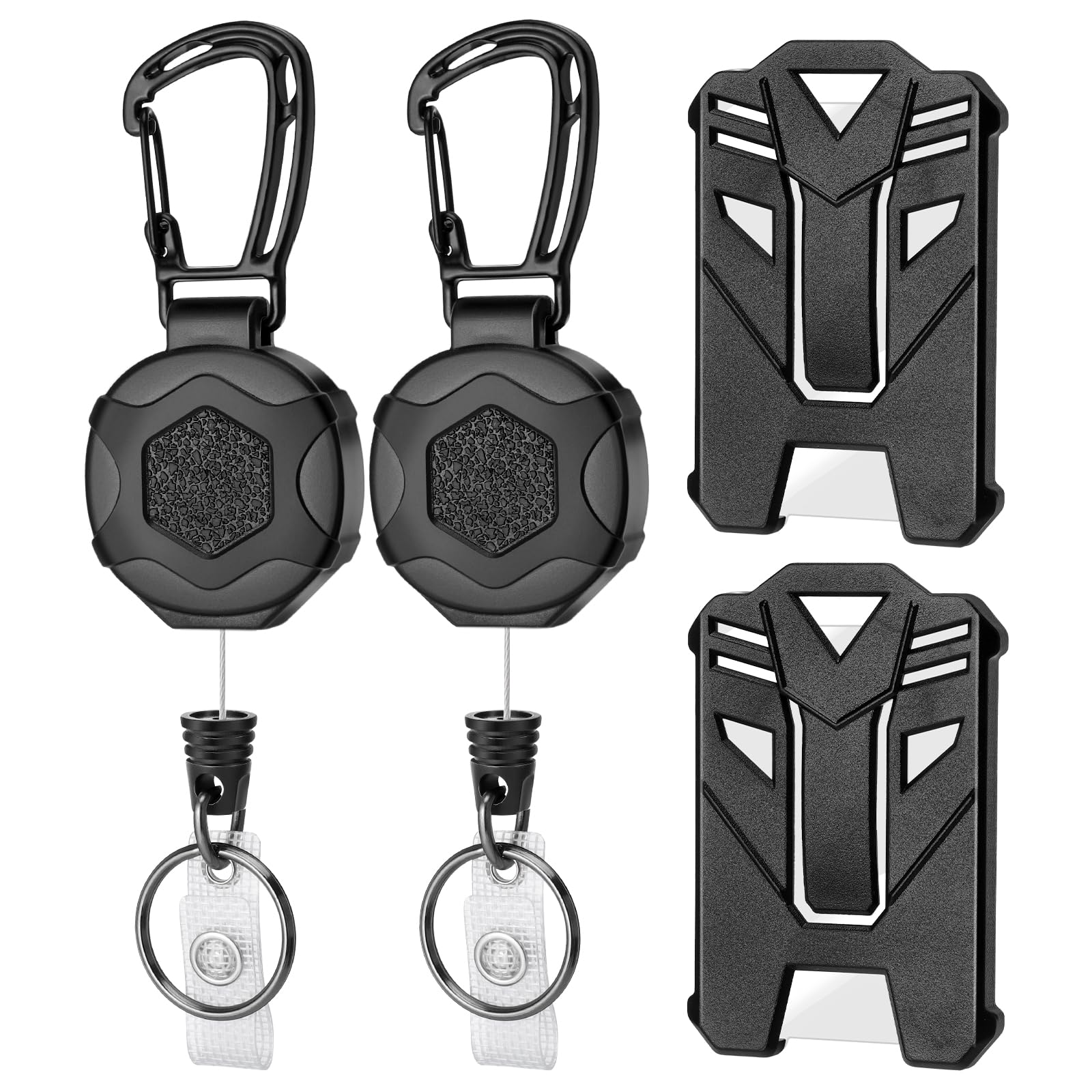 2 Pack Heavy Duty Retractable Keychain, Badge Holder ID Lanyard Reel with 31.5" Steel Retractable Cord, 2 PCS Id Badge Holder for Name Card
