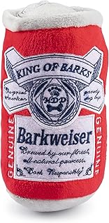 Haute Diggity Dog Barkweiser Beer Can, Plush Designer Dog Toys with Interactive Squeaker, Stimulating Pet Enrichment, Machine-Washable & Safe Materials for All Breeds, One Size