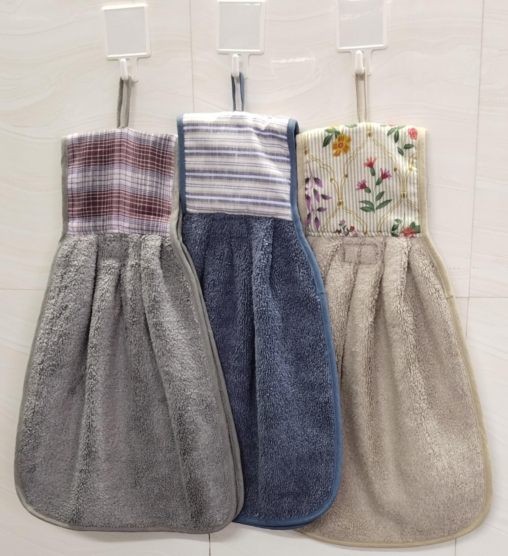 Giza COTTON Hanging Hand Towel | Wash Basin Napkin with Loop | Kitchen Sink Towel | Pack of 3 in (Grey, Blue and Cream) (B0D79D1D84) Amazon Price History, Amazon Price Tracker