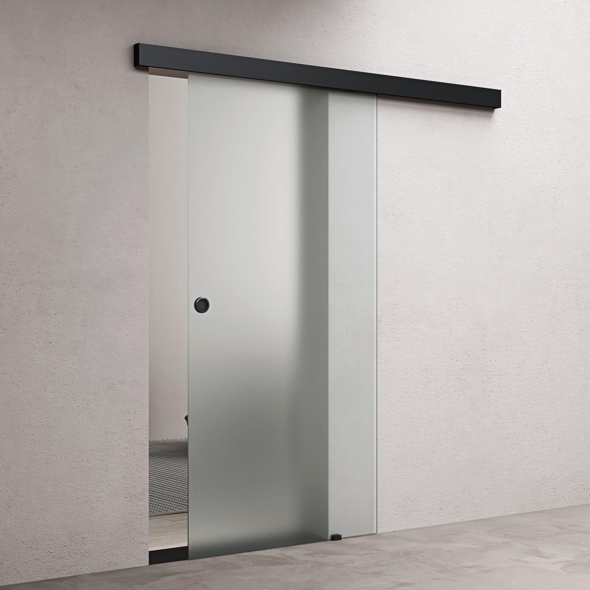 doporro Glasschiebetür Komplettset Softclose 90x215cm ESG Vollsatiniert