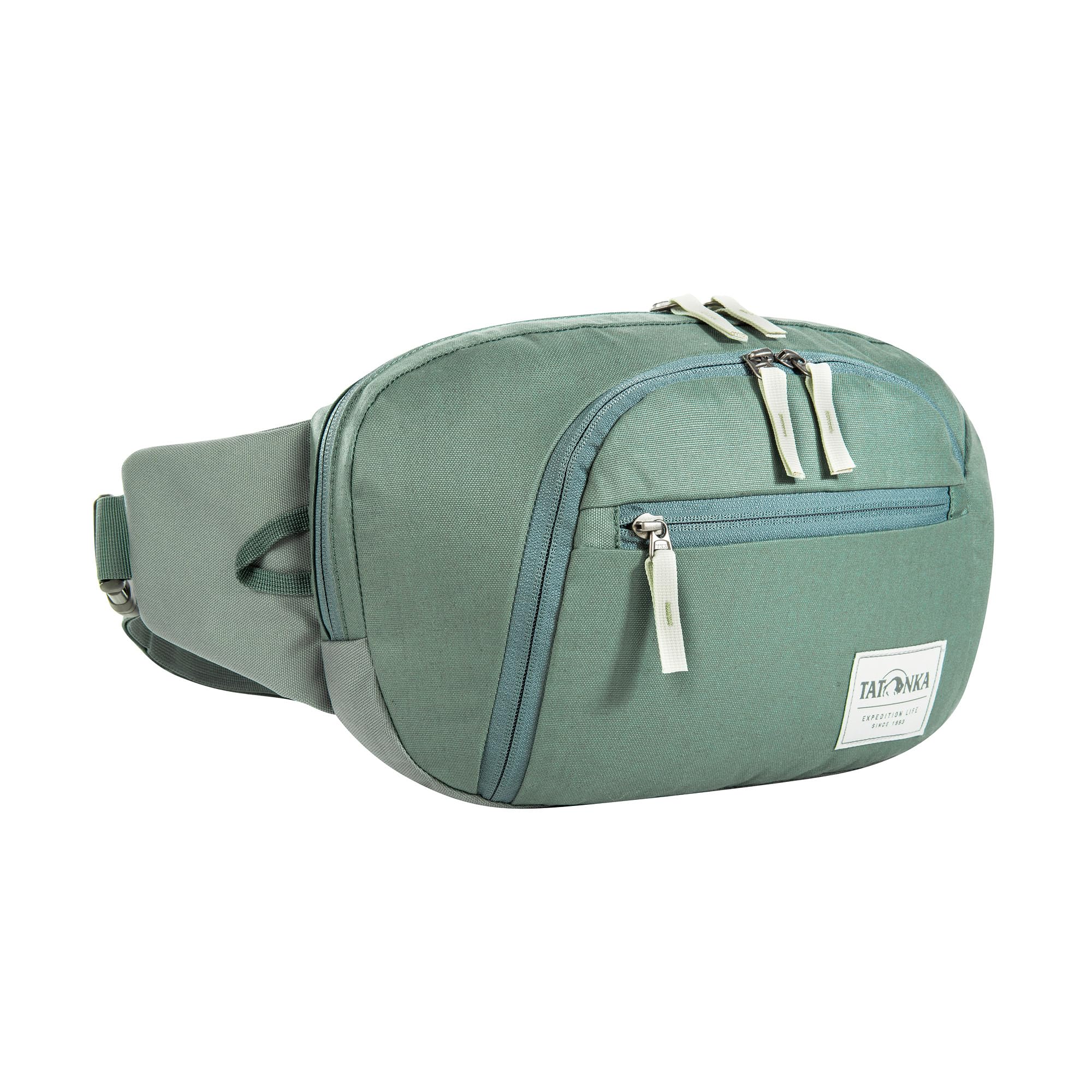 Tatonka Bum Bag Hip Sling Pack 5 Kapok - Stylish Waist Bag with Three Zip Compartments Including Organiser - Can Also Be Worn As A Crossbody Bag or Sling Pack, Sage Green, 5 litres, Stylish Bum Bag /