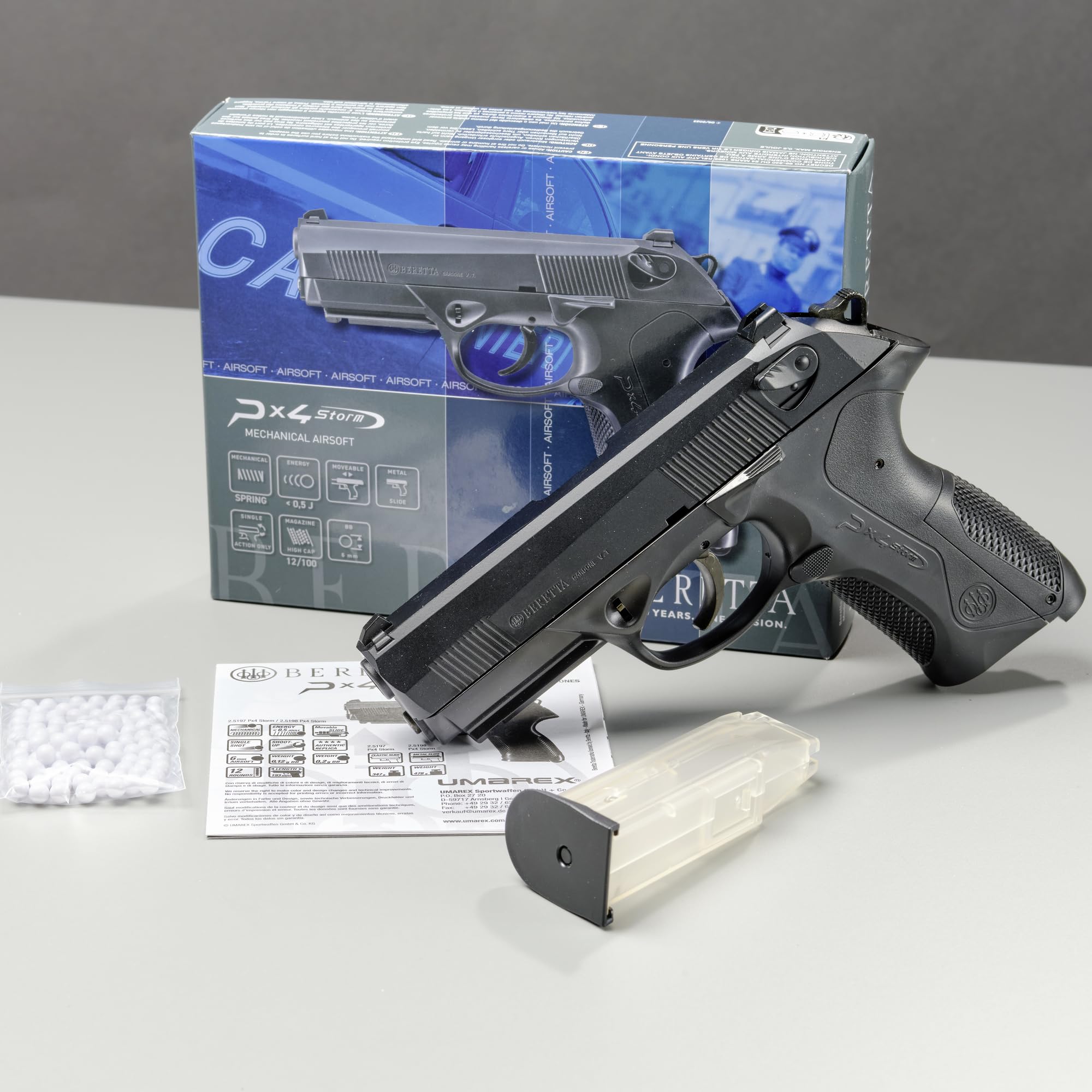 Beretta Softair Px4 Storm Metallic Slide 0.5 Airsoft Pistola, Nero, One Size