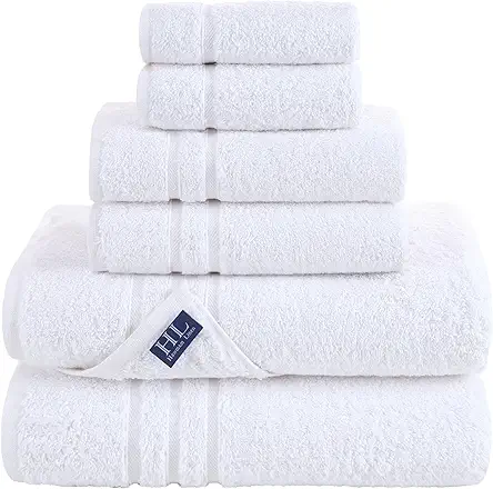 Hammam Linen White Bath Towels Set 6-Piece Original...