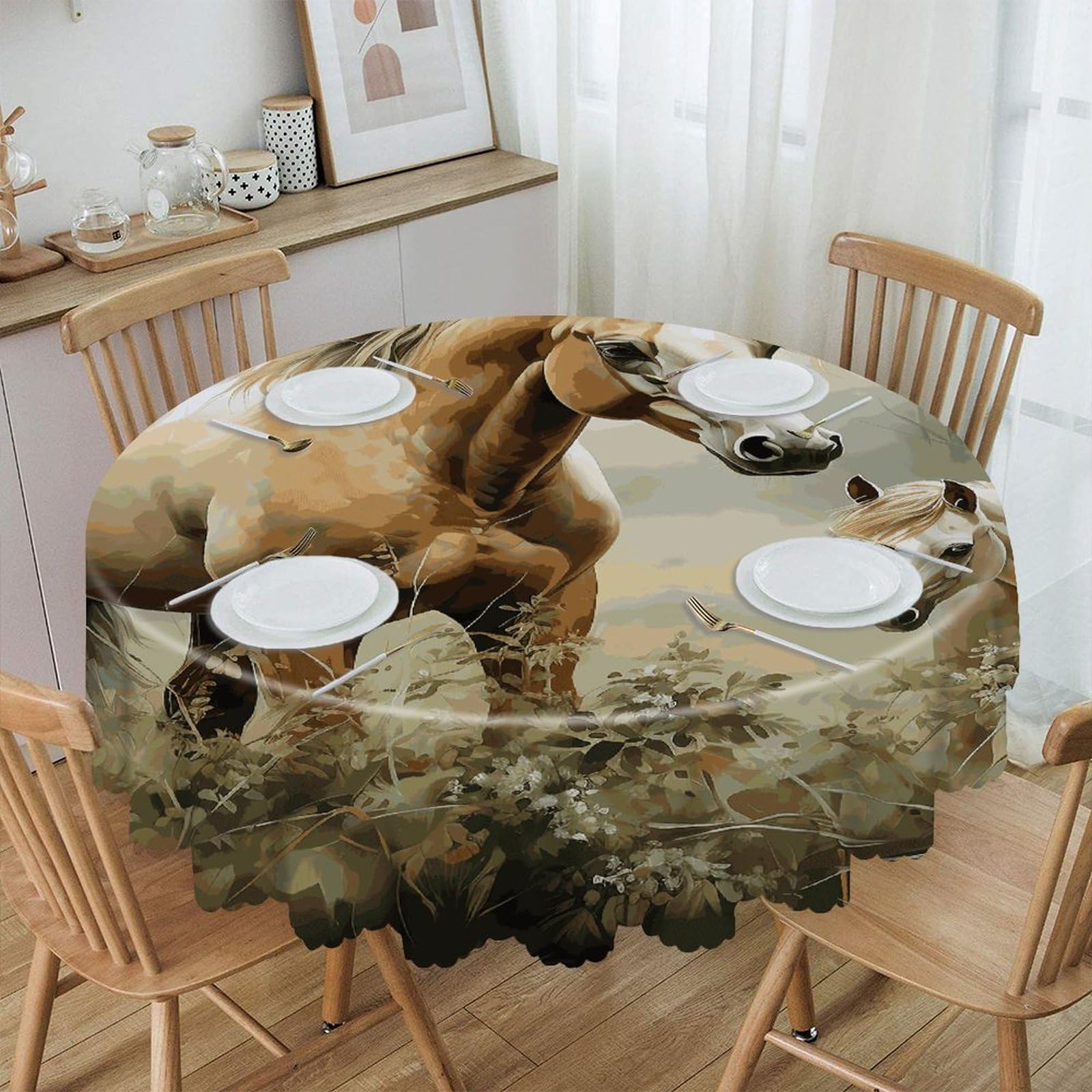 VstaDank - 60 inch round tablecloth easy clean round polyester tablecloth for dining kitchen party farmhouse outdoor