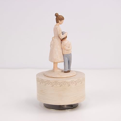 Miniatura 6 de Caja de música, figurita de caja musical de mamá e hijo, figuras de cajas musicales esculpidas pintadas a mano, cajas musicales de cuerda para