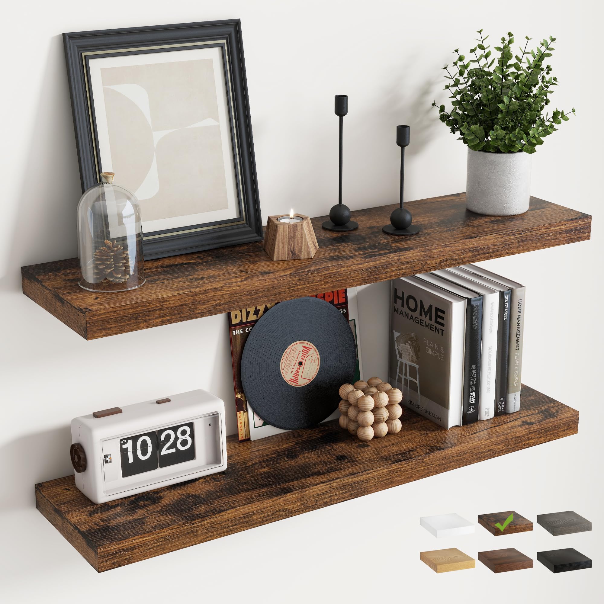 Marsmiles 90 CM Floating Shelves, Wall Shelf, Bookshelf, Brown, 2Pcs