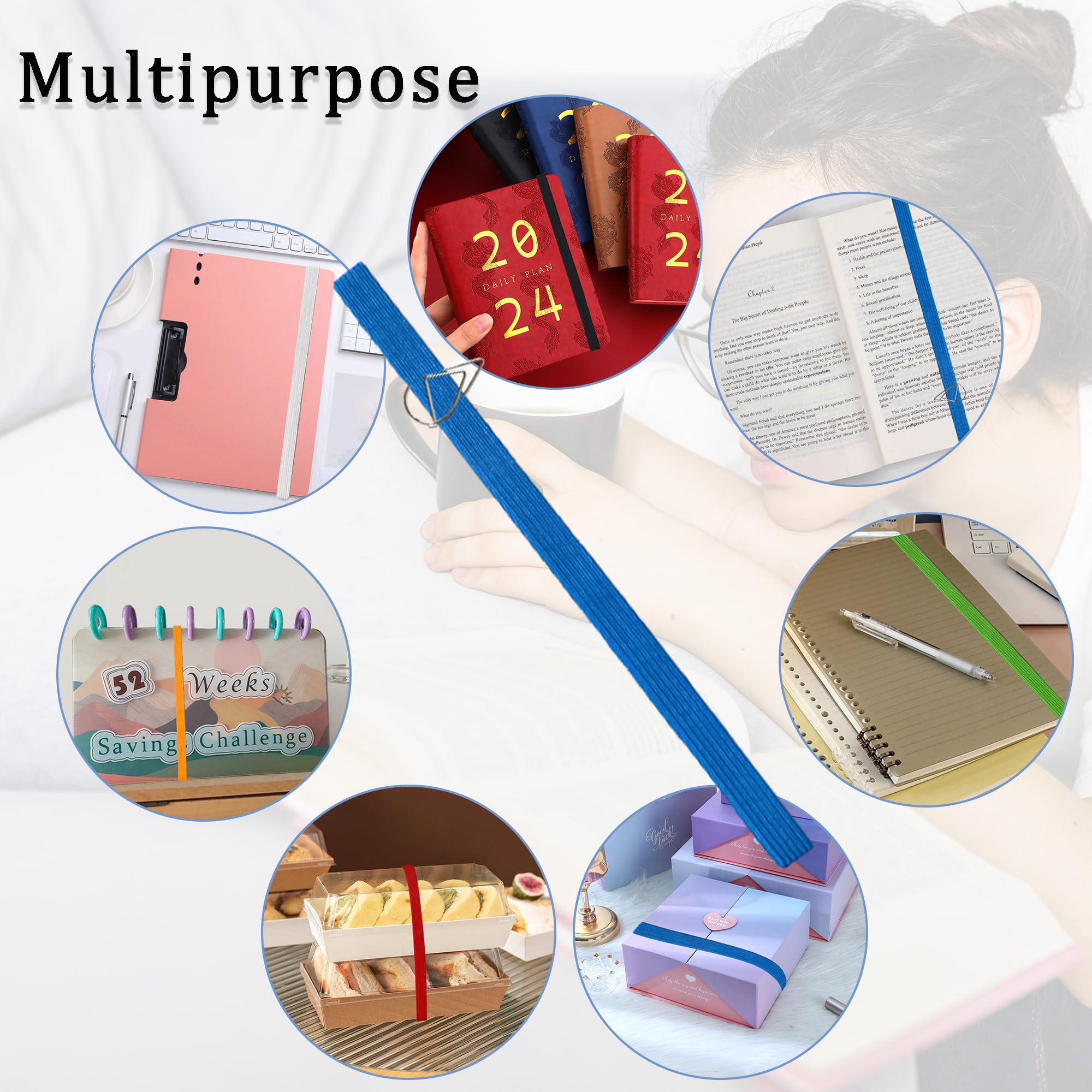 Conjunto De Marcapáginas Elásticos Multicolor, Bandas De Cuerda Elástica, Marcapáginas Para Planificador Que Incluyen 30 Clips De Papel En Forma De Lágrima De Acero Inoxidable Y 12 Bandas Para Oficina