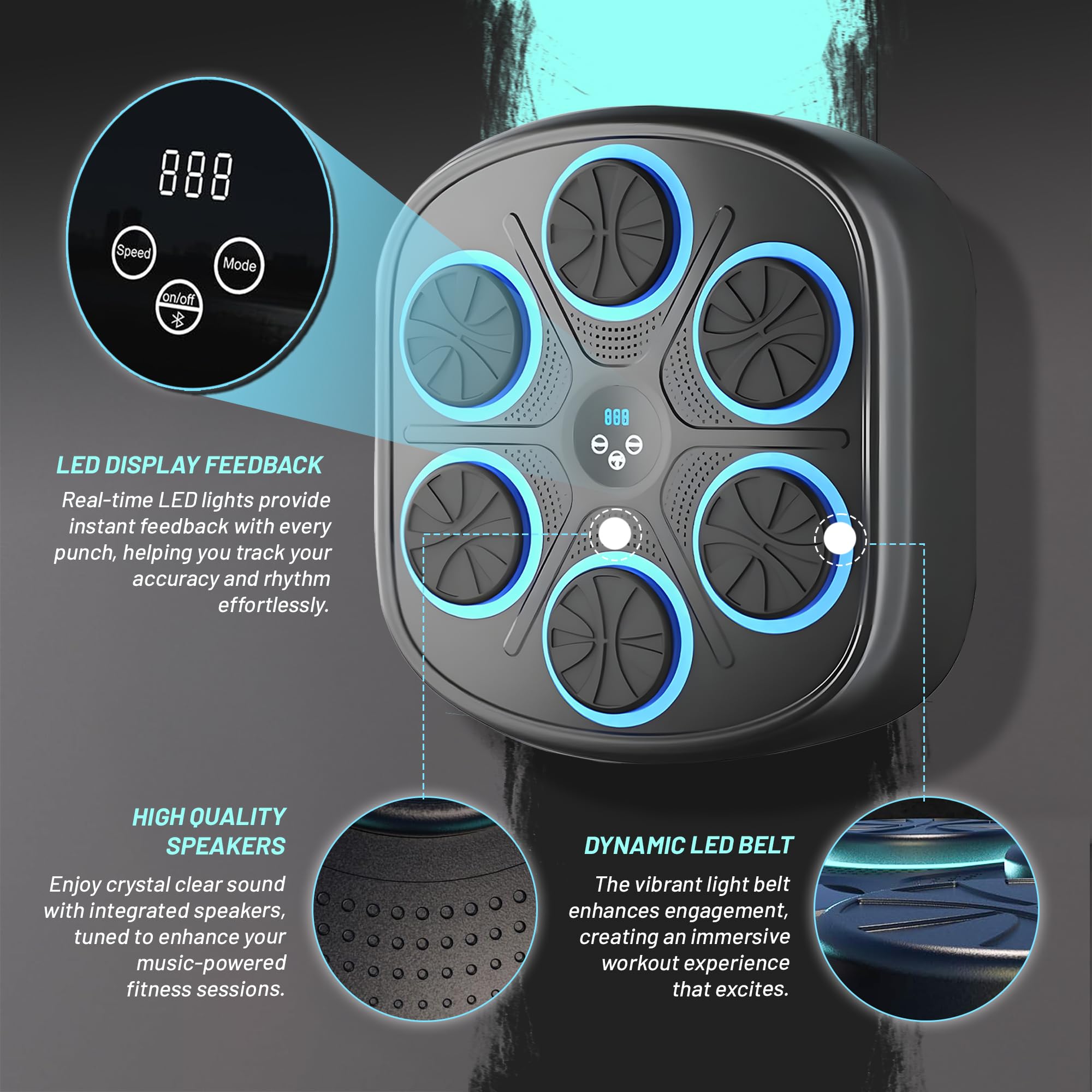 2025 Smart Music Boxing Machine with LED Wall-Mounted Target for Adults and Kids – Interactive Training Equipment for Home Gym, Indoor Fitness, Boxing Workout, and Exercise with Premium Boxing Gloves