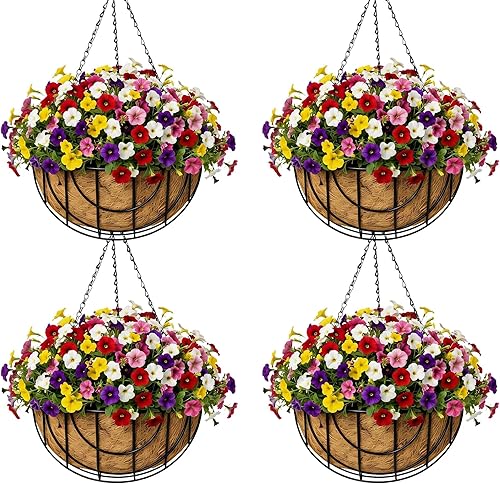 Miniatura 9 de Paquete de 4 macetas colgantes de metal de 8 pulgadas para exteriores, maceta colgante, soporte redondo y moderno, accesorio de jardín
