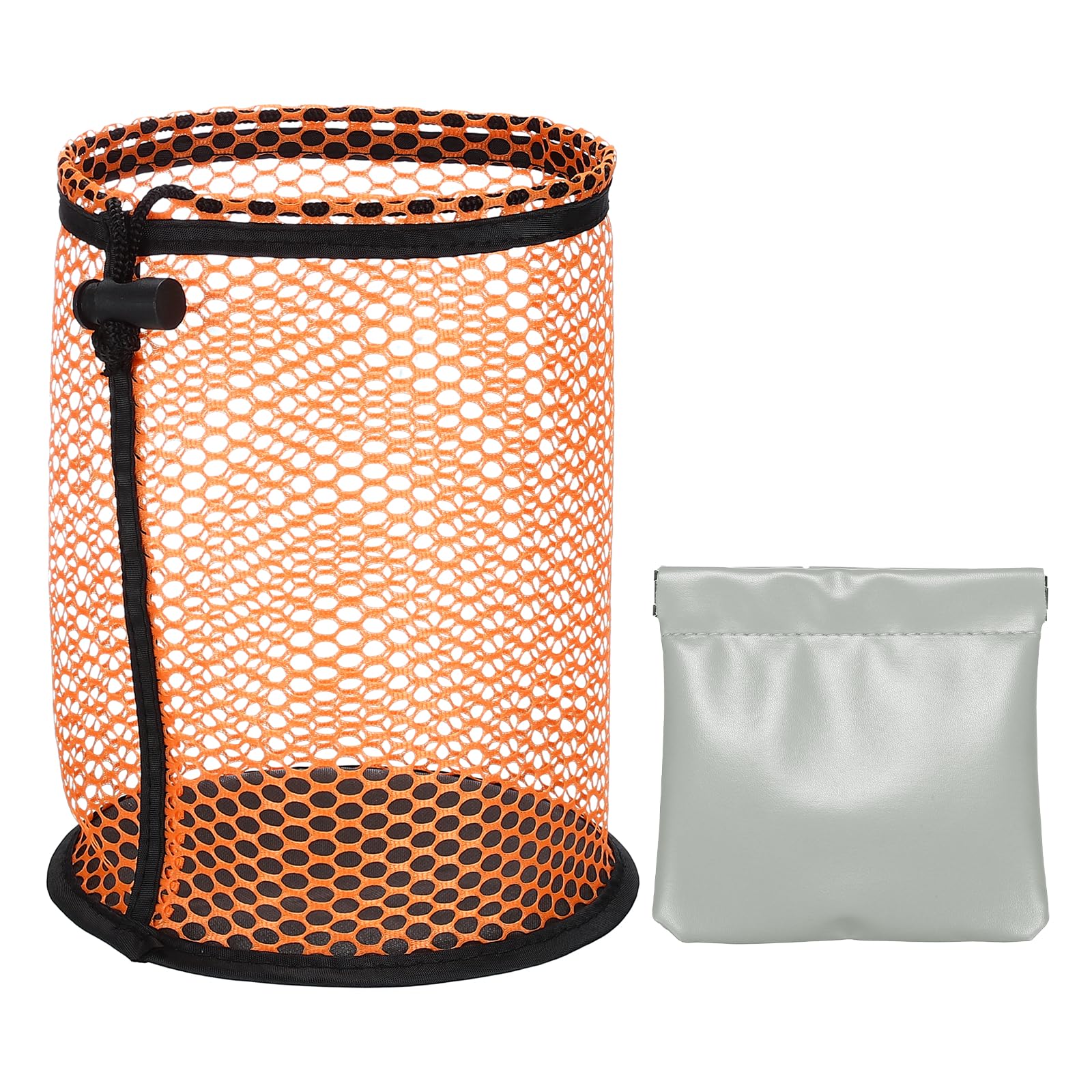 YELARXI Golf Ball Bag, Nylon Mesh Golf Storage Pouch with Adjustable Drawstring Closure 6.7 x 6 Inch & 2Pcs & Orange - Fitting for (Outdoor Sports Supplies/Tennis/Swim Gear)
