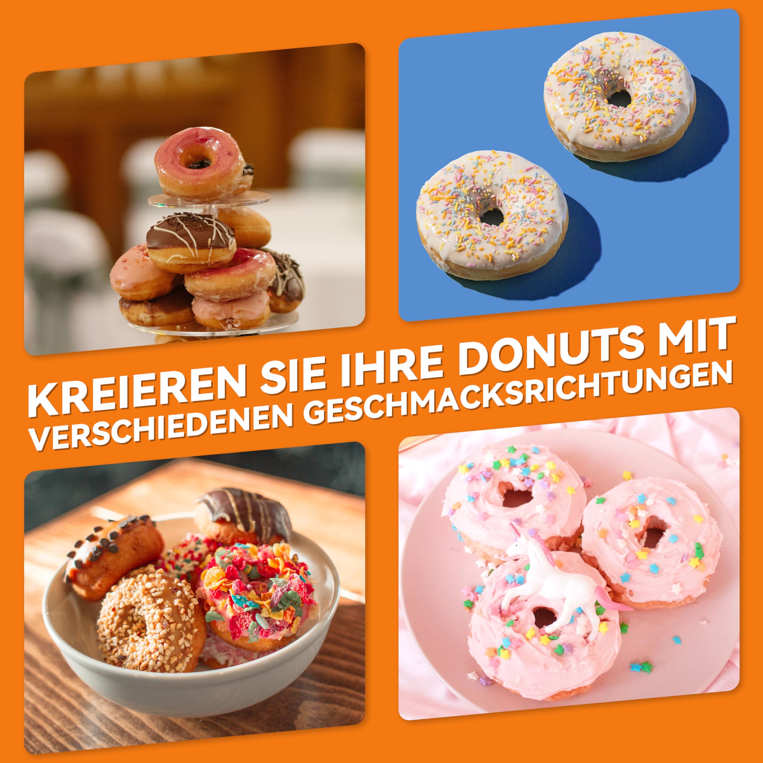Baker's Friend Mini Donut Maker, Donutmaker, Donuts Backform, backt 12 Mini-Donuts, perfekt für Frühstück, Snacks, Desserts & mehr, Aqua