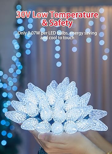 Miniatura 6 de Luces de Navidad C9 para exteriores, 114 pies, 150 luces LED C9 con temporizador y 8 modos de luz, impermeables, de grado comercial, conectables,
