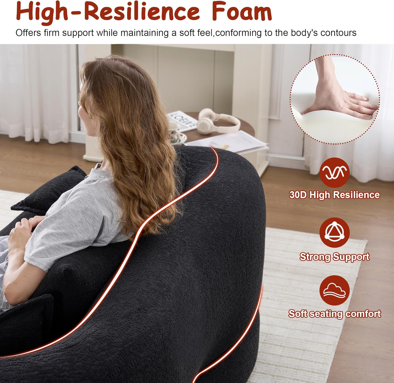 70"Convertible Sofa Bed, 2-in-1 Boneless Loveseat Folding Couch, Wood-grain Soft Chenille with 4 Pillows, Sleeper Sofa Love Seat Small Couch for Small Spaces, Living Room, Bedroom, No Assembly