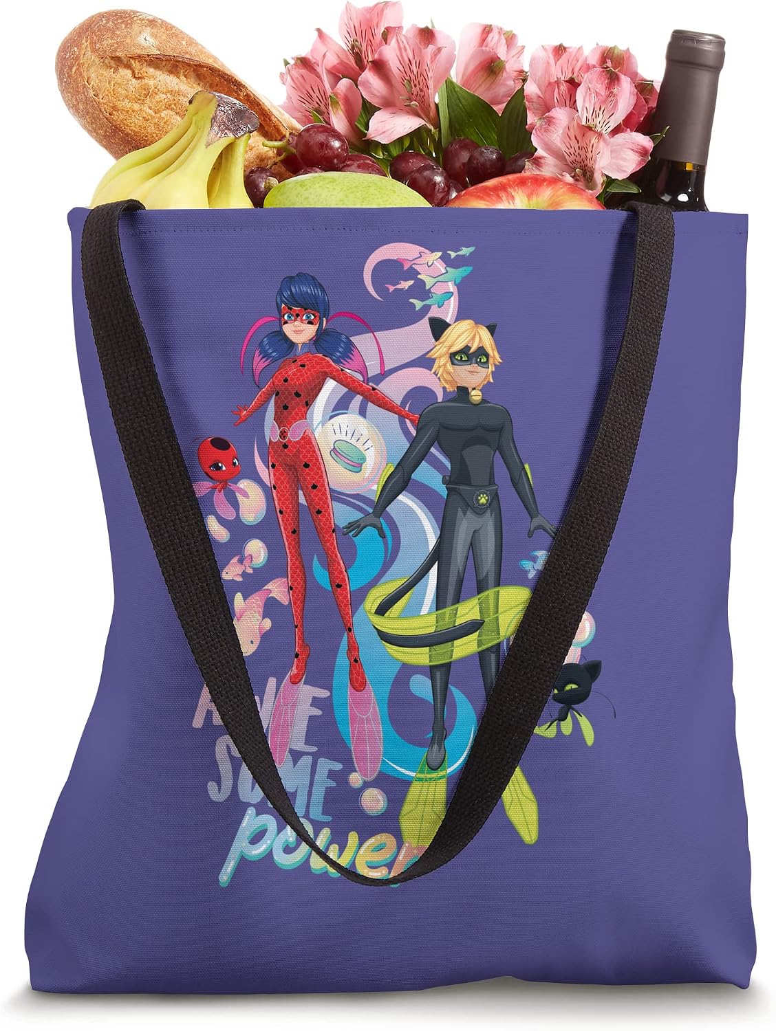 Miraculous Ladybug Cat Noir Aqua Summer Awesome Power Tote Bag