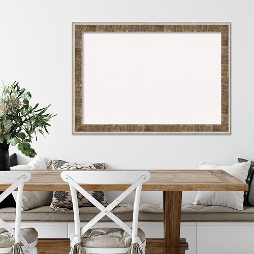 Miniatura 5 de Amanti Art Tablero de corcho blanco (41 x 29 pulgadas), marco de madera estrecha marrón de granja, tablero de anuncios, tablero de organización,