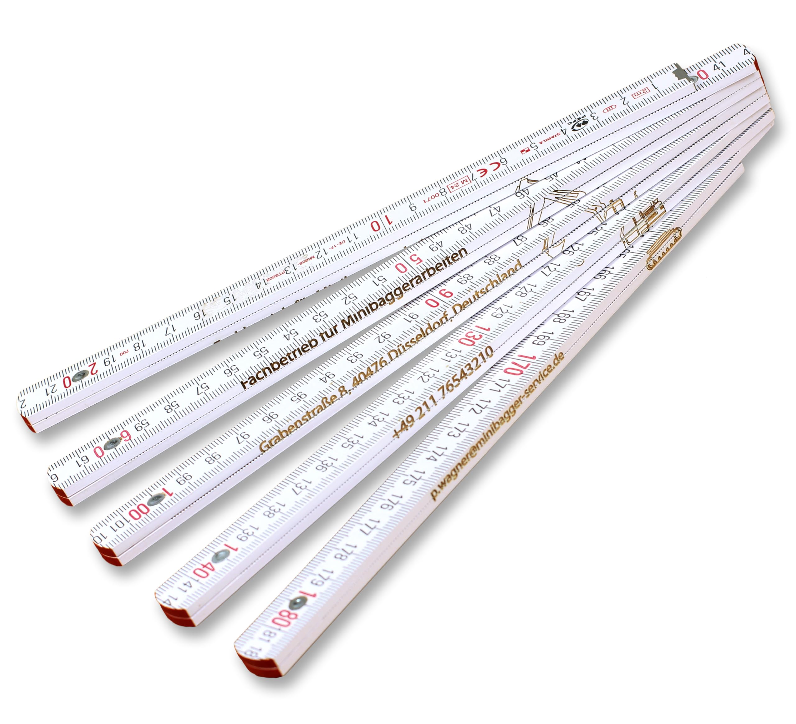Personalised Wooden Folding Rule with Logo and Custom Text – 2m Stabila – Your Business Card - Gift for Customer