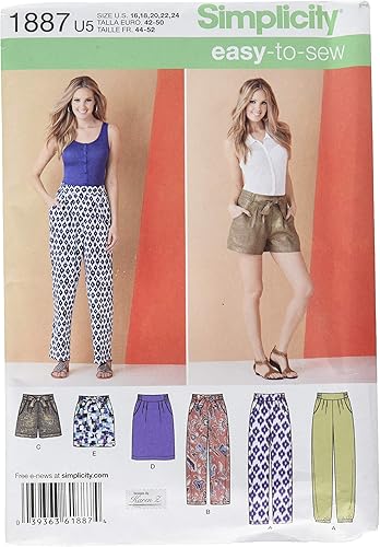 Simplicity Patrones de costura fáciles de coser para mujer, pantalones cortos y faldas de Karen Z, tallas 16-24
