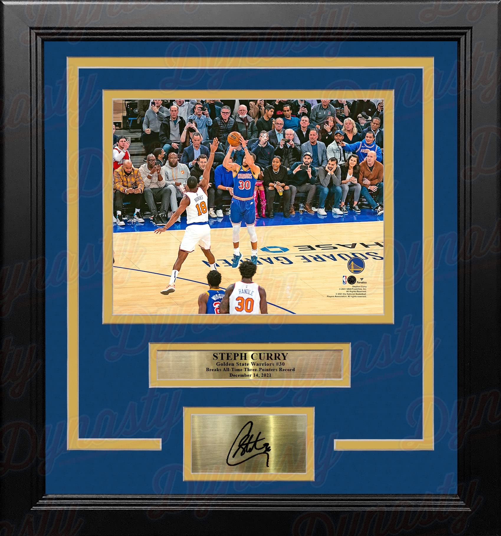 Steph Curry 3-Point Record-Breaking Shot Golden State Warriors 8" x 10" Framed Basketball Photo with Engraved Autograph