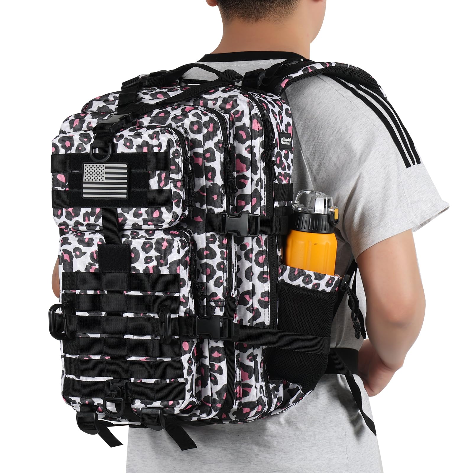 Hannibal Tactical Sac à dos tactique Molle d'assaut 45 L avec porte-bouteille, léopard