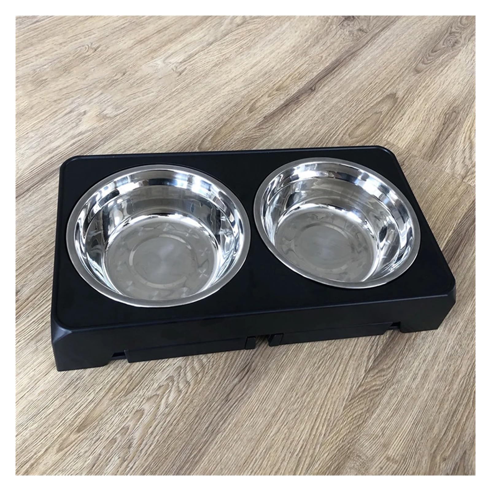 Genérico Comederos elevados for Perros con Soporte Ajustable y Doble Bebedero de Acero Inoxidable for pequeños, medianos Grandes(Black)