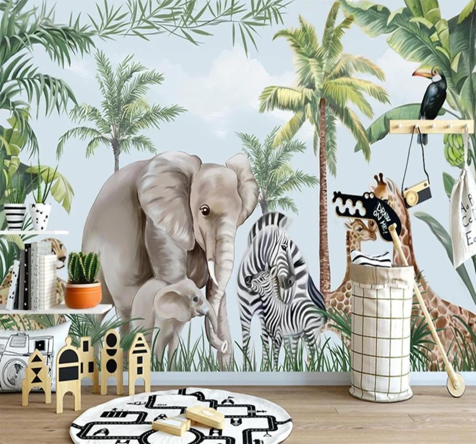 Tzxztt 150Cm×105Cm(B×H) Minimalist Fresh Palm Trees Tropical Leaves Modern 3D Wallpaper Premium Textured Silk Neutral Tones Material Ideal For Living Room Bedroom-150Cm×105Cm