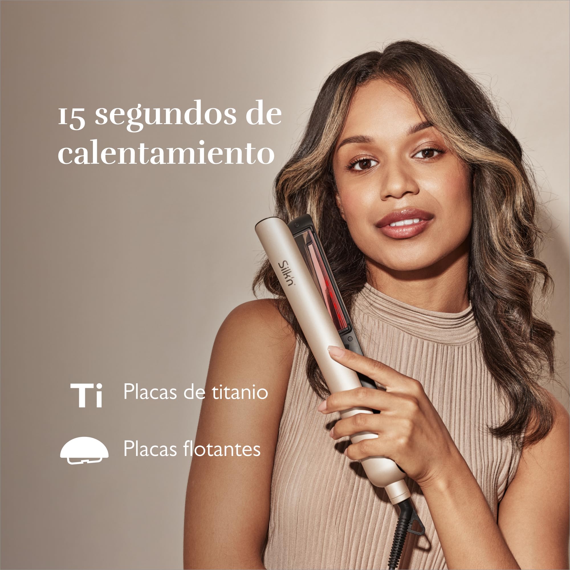 Silk'n Plancha de pelo - SilkyStraight - Plancha de pelo con tecnología infrarroja e iónica - Idea regalo - Beige