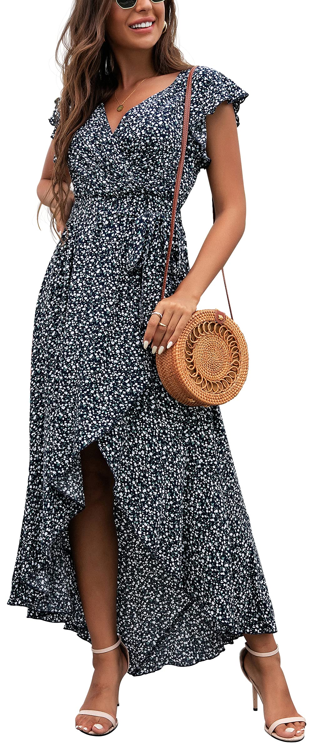 Photo 1 of GRECERELLE Women's V-Neck Floral Maxi Dress