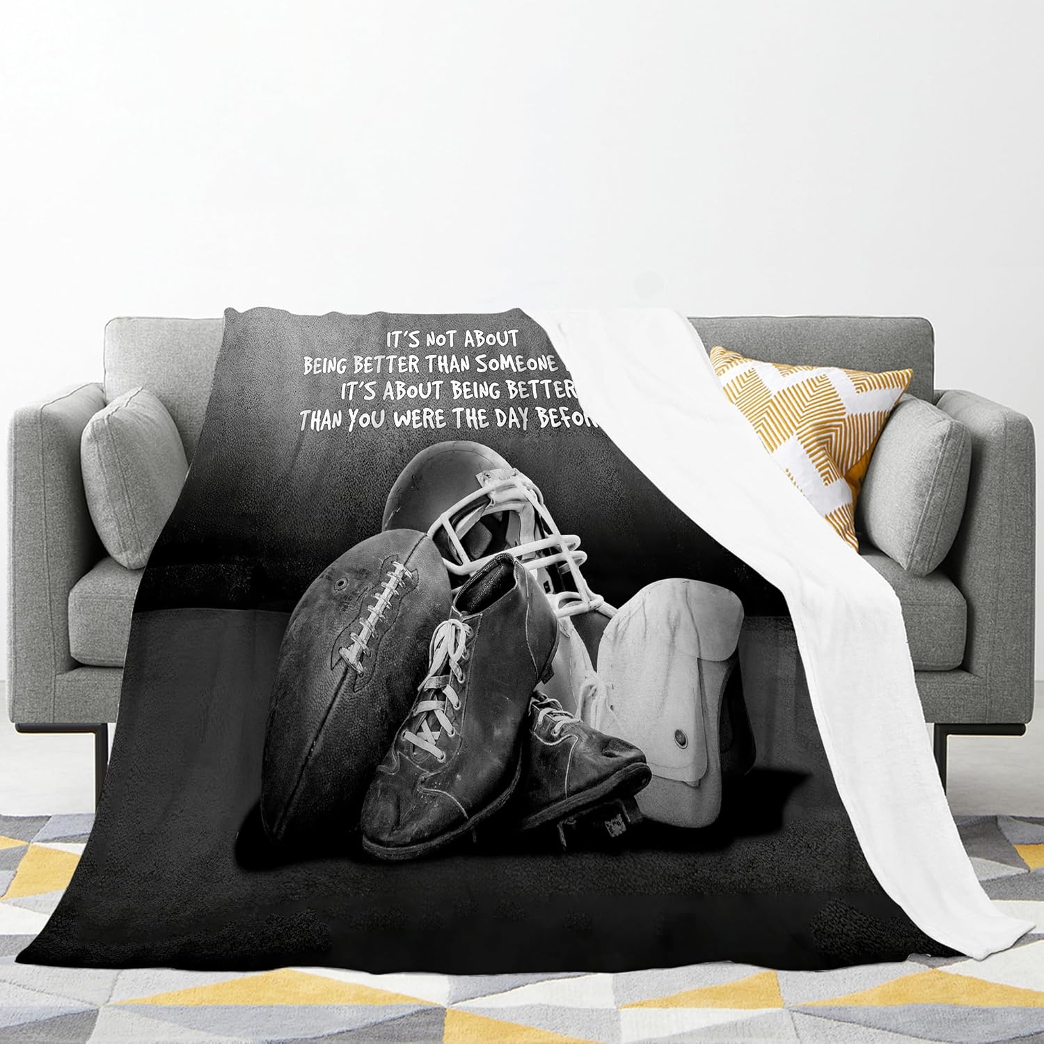 Football Blanket Football Throw Blanket Football Gifts and Decor Sports Blanket for Boys Men Girls Women Kids Adults Soft Warm Cozy Fleece Blanket for Couch Sofa ​Bed 80"x60"