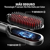 Vista 2 de TYMO Cepillo alisador de cabello – Cepillo alisador iónico Plus mejorado con cerdas densas, 16 temperaturas, doble voltaje Peine caliente