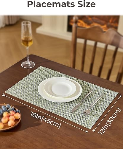 Miniatura 133 de Leetaltree - Manteles individuales, resistentes al calor, antideslizantes, para mesa de comedor, lavables, duraderos, tejido de PVC