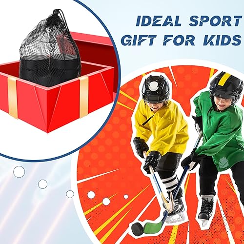Miniatura 6 de Mini discos de hockey sobre hielo de espuma deportiva de 3 pulgadas para interiores con bolsa de malla para niños y adultos, práctica y