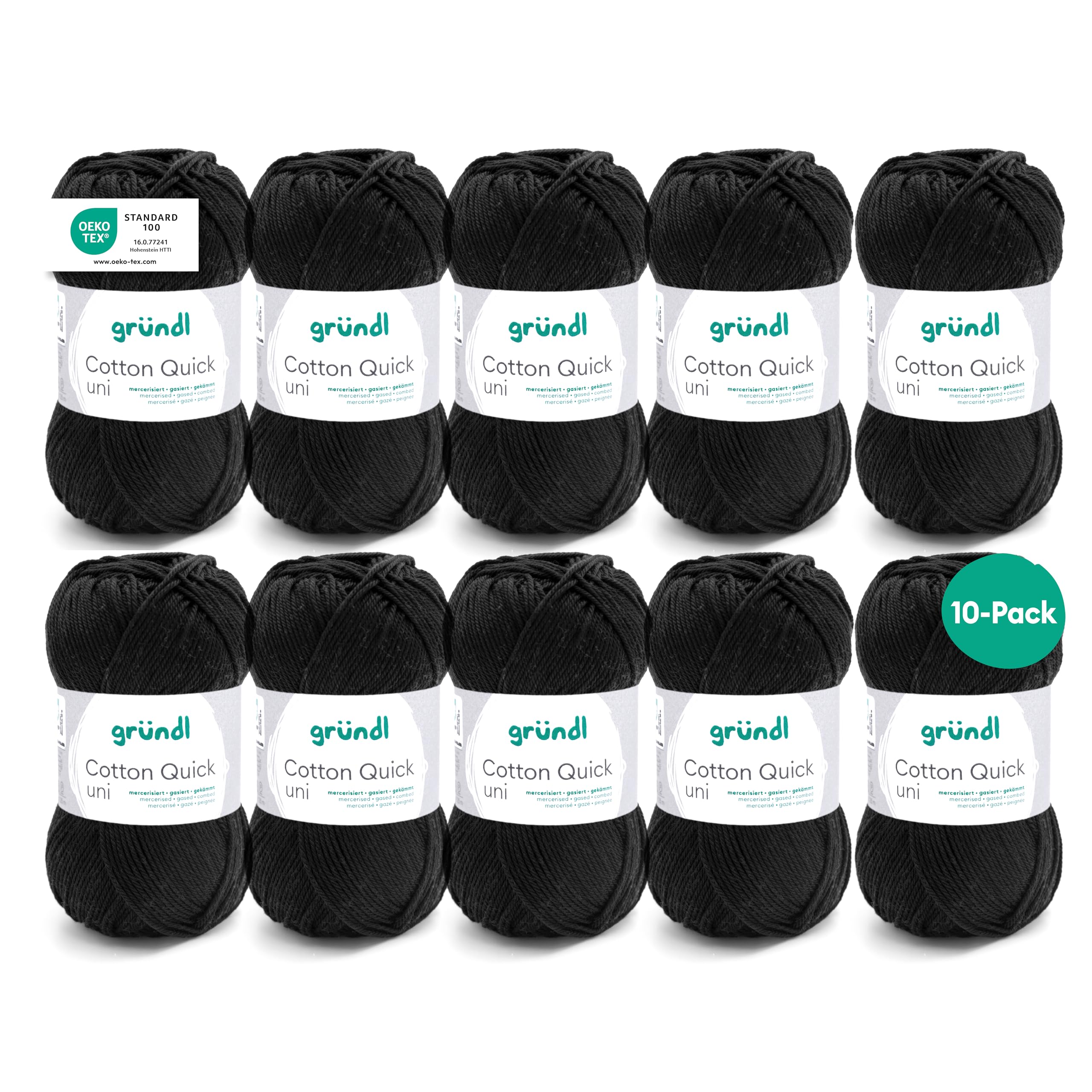 Gründl Value Pack Cotton Quick Yarn, Cotton, black, 29 x 12 x 7 cm