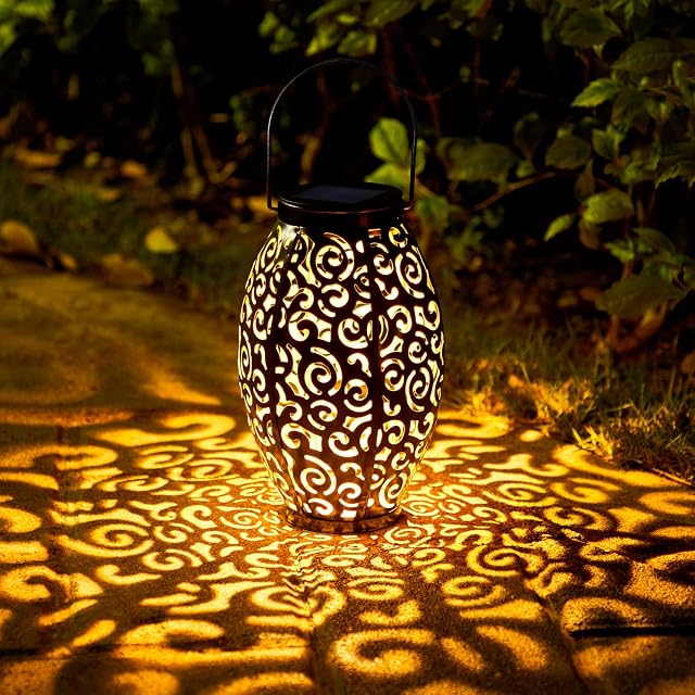 Solar Lantern, OxyLED Solar Lanterns for The Garden Outdoor Lantern Garden Lights Solar Powered with Handle Moroccan Lamp IP44 Waterproof Outdoor Lighting for Patio Table Fence Decoration Warmwhite