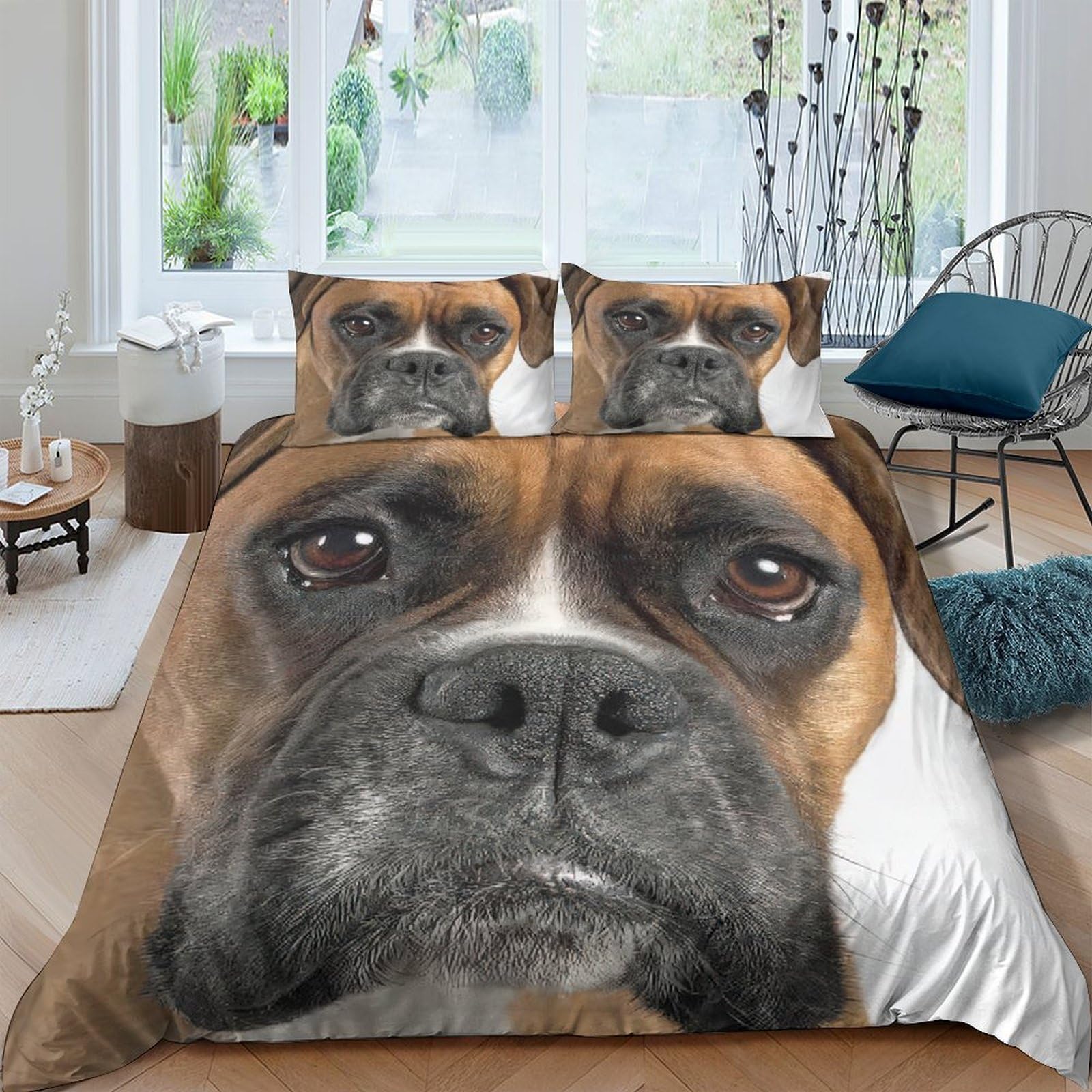 Ctjqhvkz Style-7 3D Printed Boxer Dog Fitted Sheet Microfiber Soft Breathable Puppy Bed Cover For Bedroom Guest Room Mattress Protection Decor Single（135X200cm）