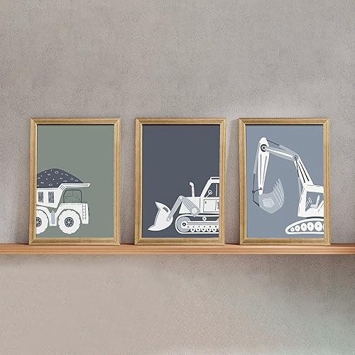 Miniatura 3 de Camión de construcción para habitación de los niños, decoración de pared Art Deco Bulldozer Pictures Tractor Vehículo Póster de camión volquete Arte
