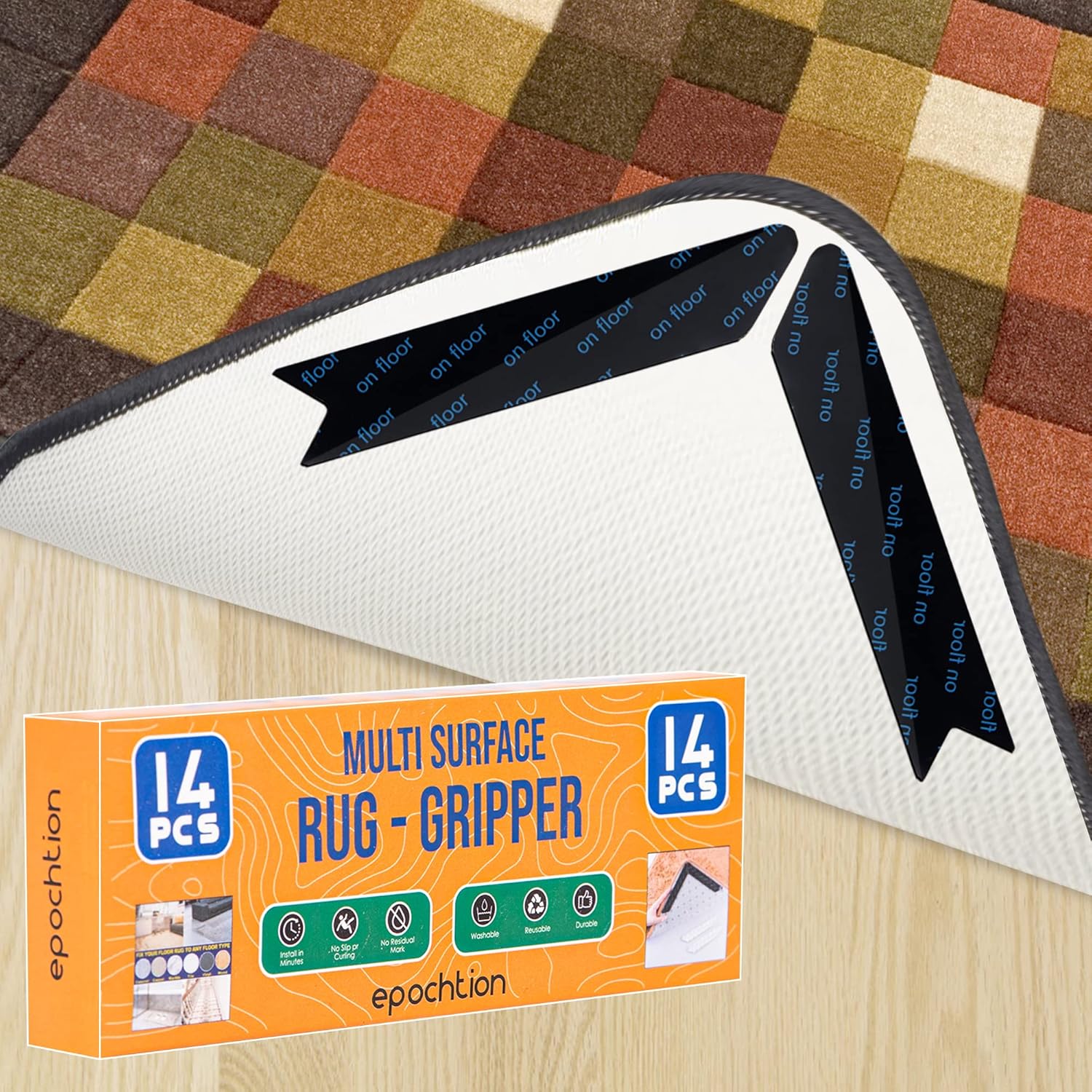 epochtion 14 PCS Rug Grippers, Dual Sided Washable
