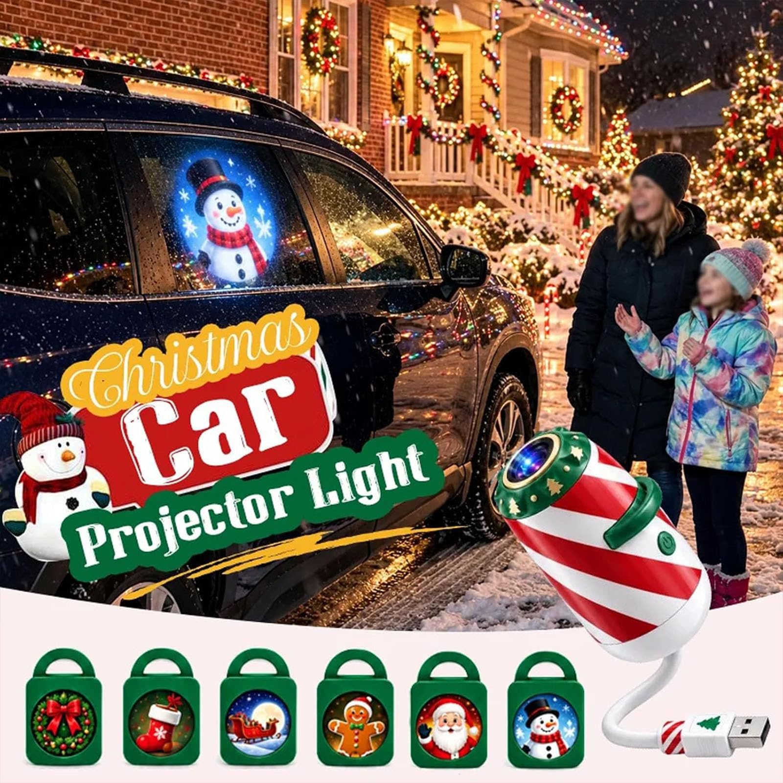 Proiettore di luci natalizie per auto, 6/12/24 motivi natalizi (24pc)