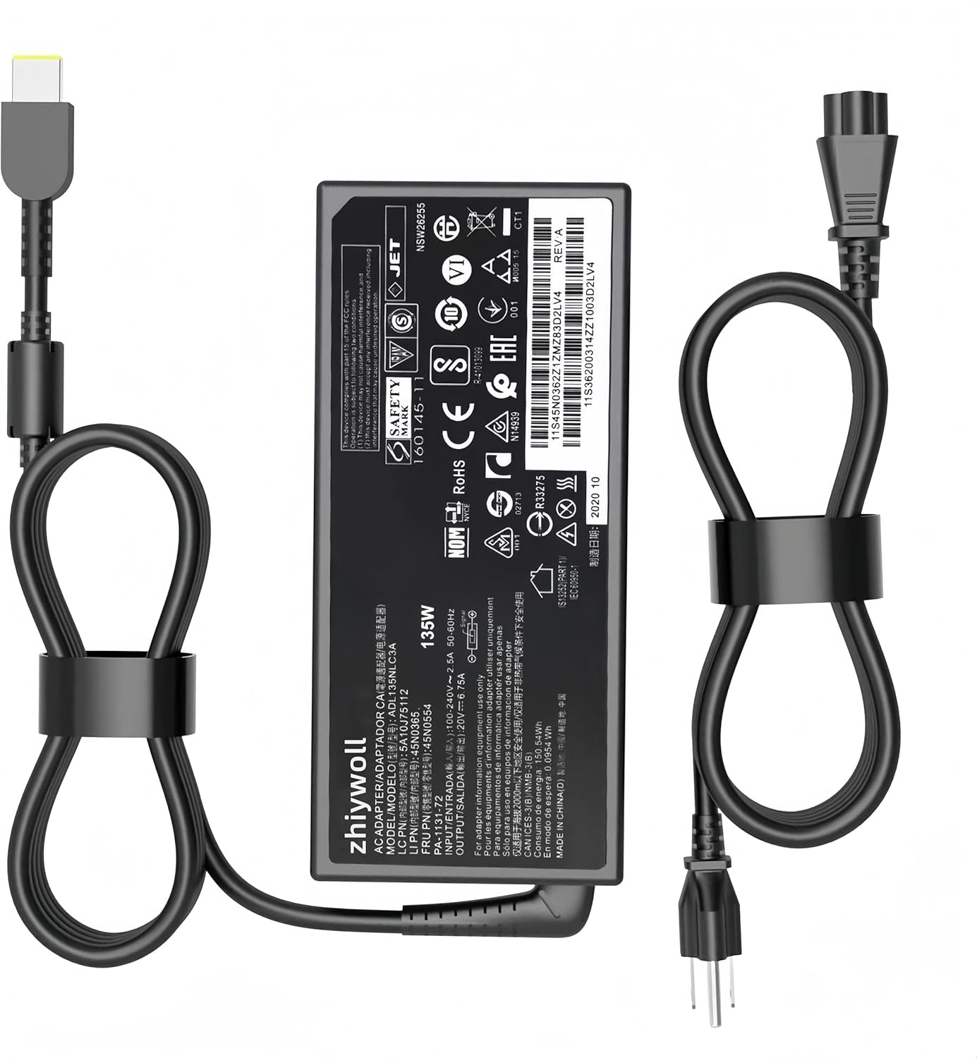 135W Slim Tip Laptop Adapter AC Charger Compatible with Lenovo Thinkpad X1 Extreme