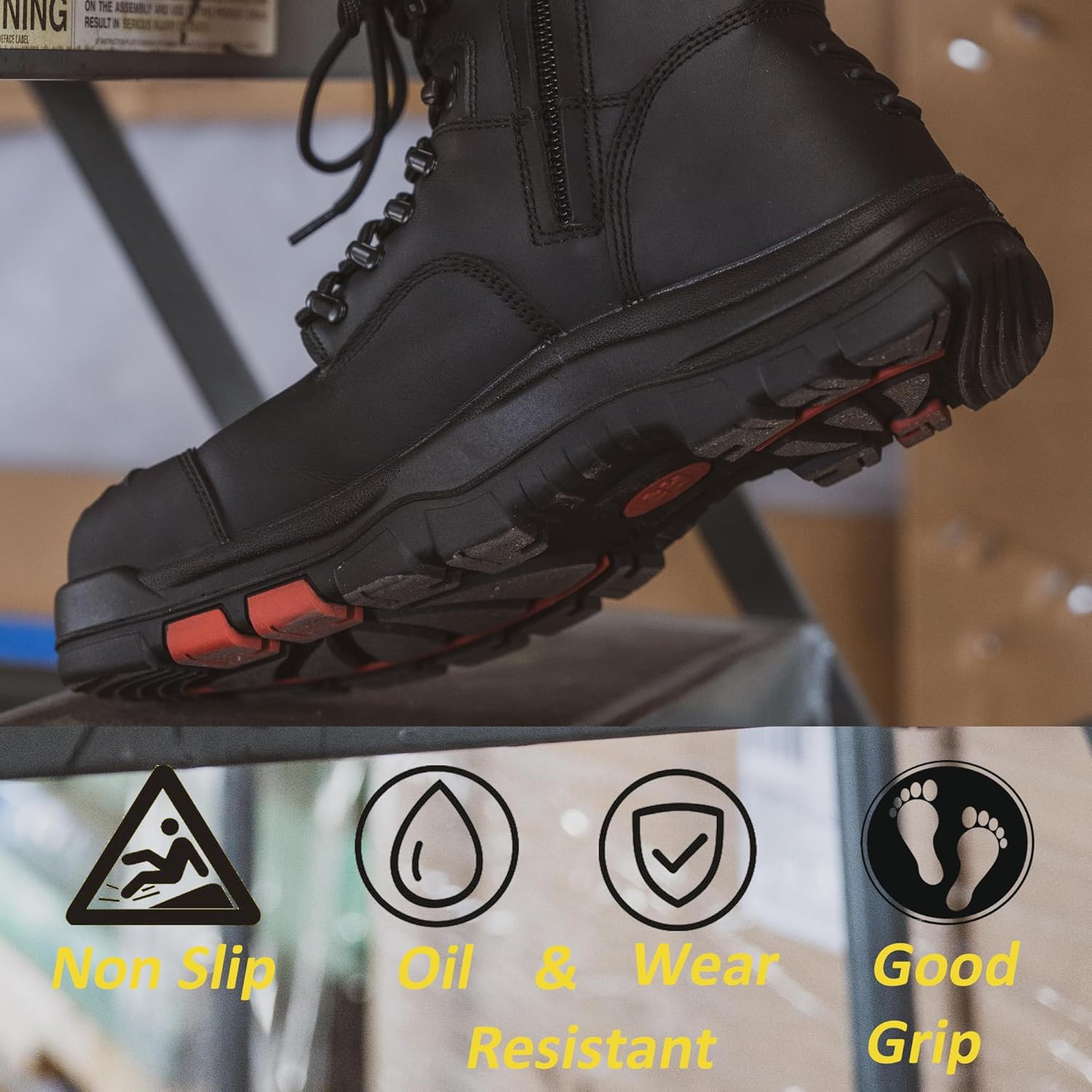 ROCKROOSTER Roslyn Composite Toe Side Zip Work Boots for Men, 7" Lightweight Comp Toe Cap Comfortable YKK Zipper Non-slip Rubber,ASTM F2413-18 EH Safety Boot, Wide Ankle Support Boots (CP232Z-245Z) - Image 7