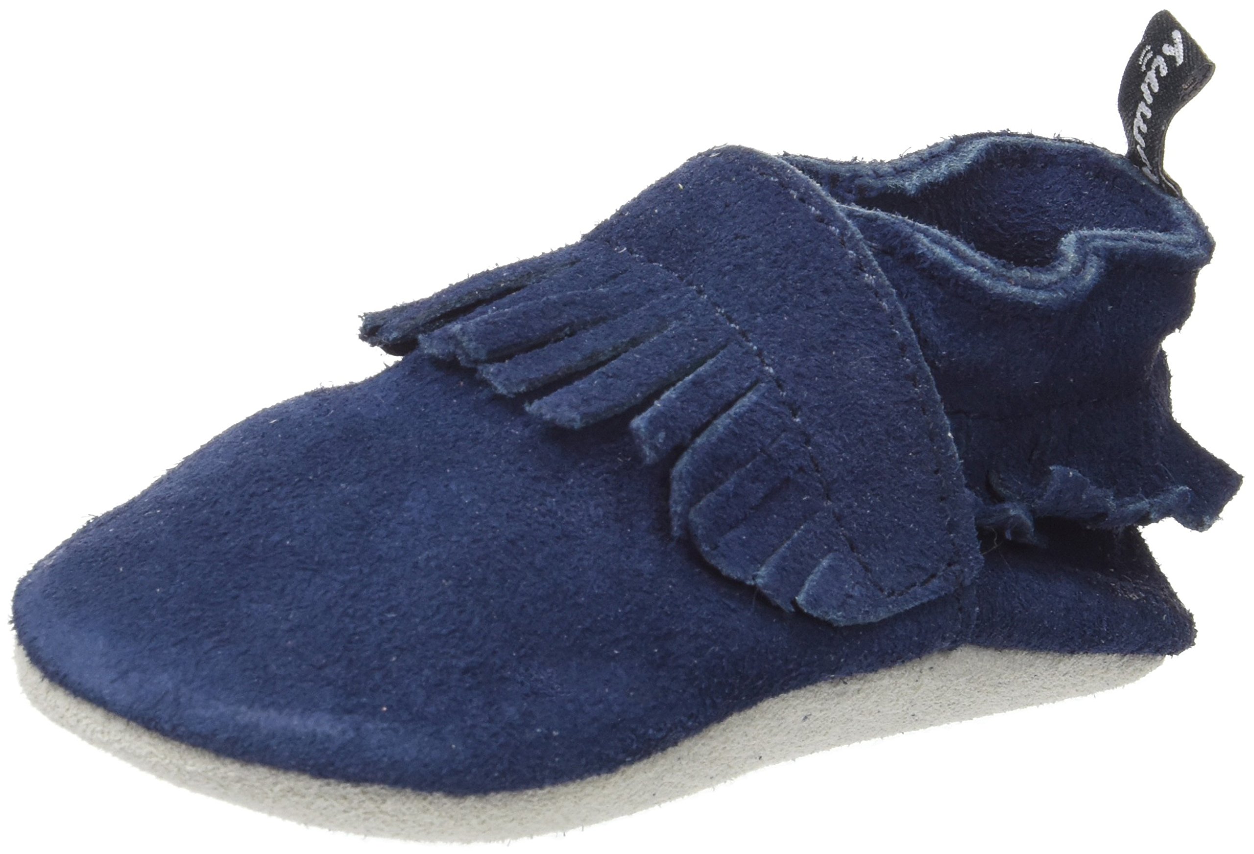 Tommy Tickle Soft Sole Leather Baby Shoes for Boys - Infant Boys Shoes, Toddler Boys Shoes (Small (0-6 MO), Blue (Navy Suede))
