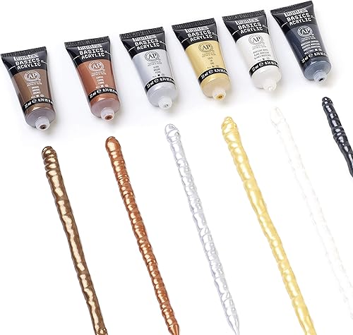 Miniatura 14 de Liquitex BASICS - Juego de pintura acrílica de 6 tubos, 0.74 onzas, metálico e iridiscente