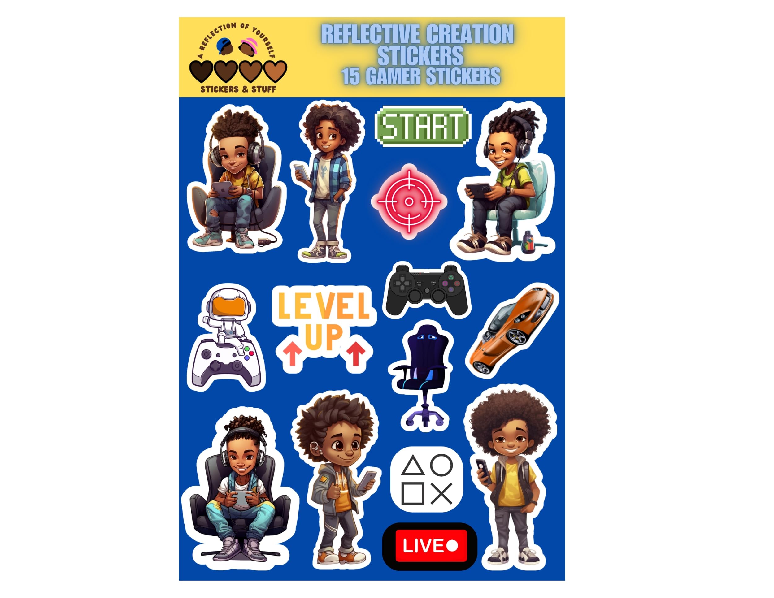 Gamer Stickers,Black boy Joy,Scrapbooking, Inspirational Kids Stickers