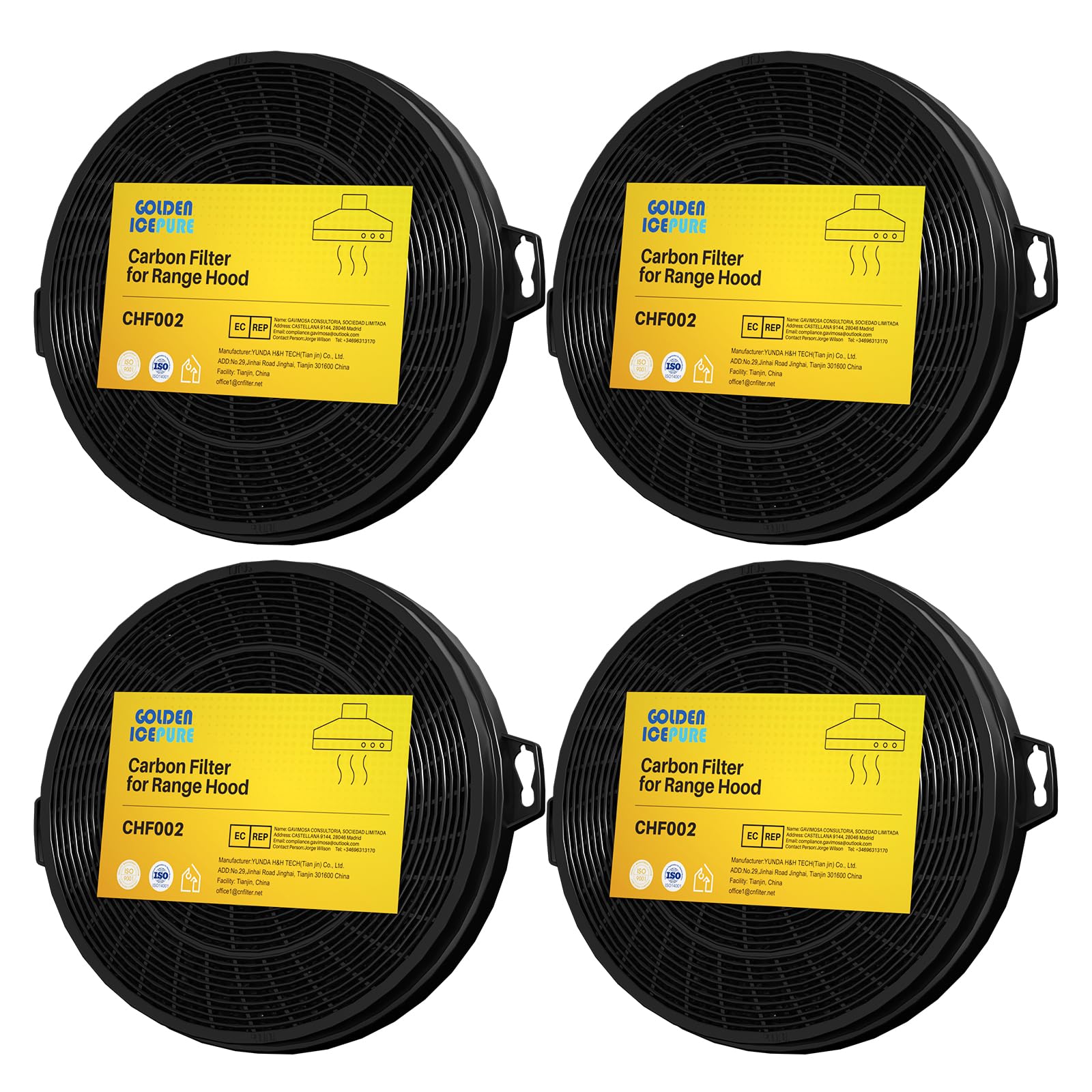 GOLDEN ICEPURE Aktivkohlefilter Dunstabzugshaube Kompatibel mit Dehflex AK01, BSH Group, Electrolux Group, Gorenje, Bezeichnung, 210 mm (Rechnung erhältlich)4 stück