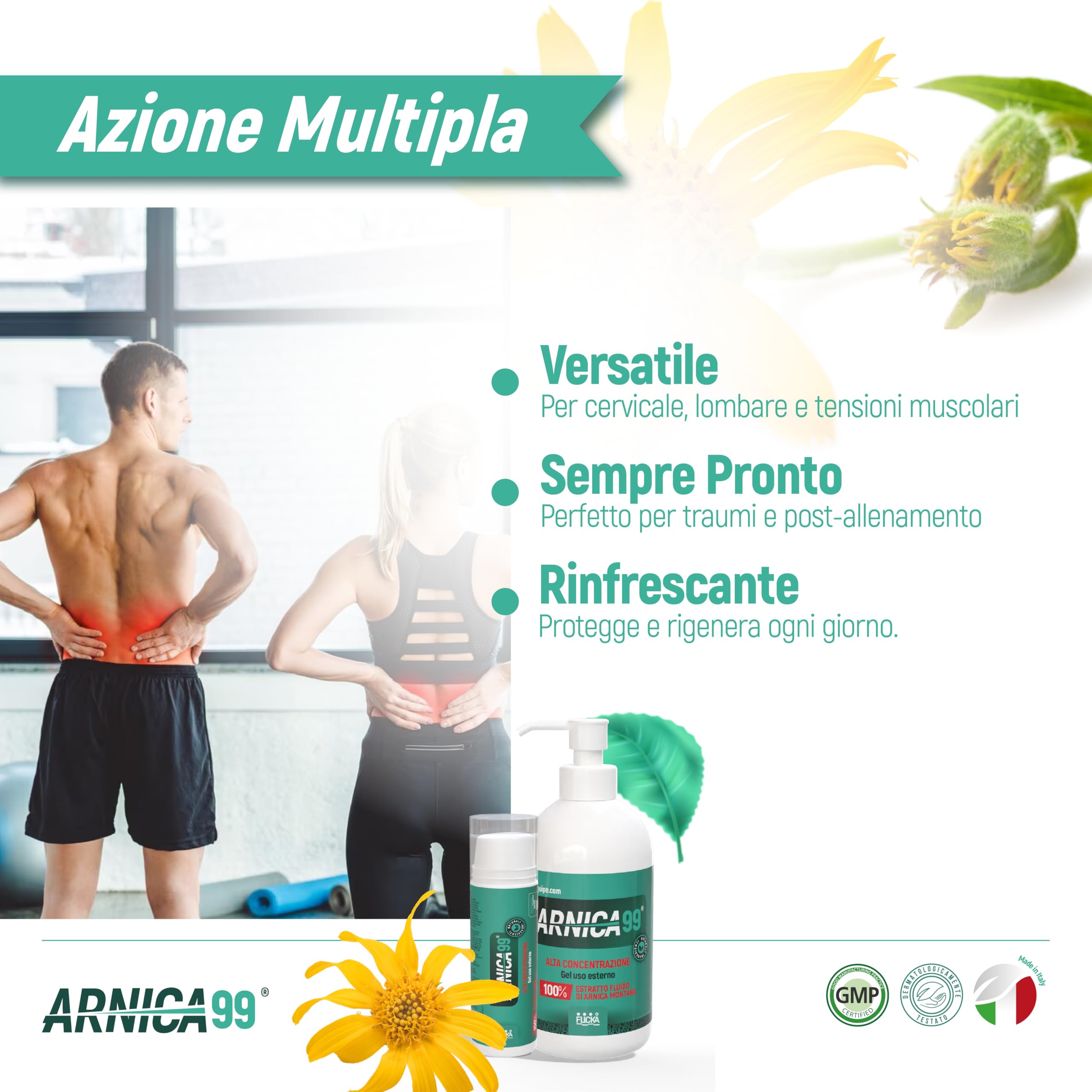 Árnica para caballos de uso humano Flicka - Extracto fluido 100% extra fuerte e intenso Made in Italy masaje músculos y articulaciones Origen natural dermatológicamente testado Envase 500 ml (botella)