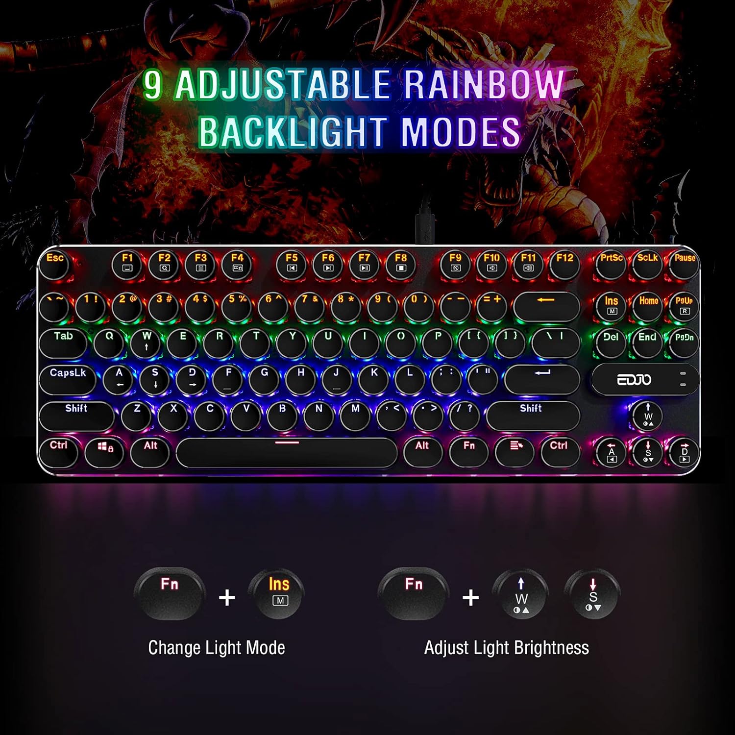 Black Friday - 50% OFF Mechanical Gaming Keyboard, EDJO 87 Keys Red Switches with LED Rainbow Backlit Wired Computer Gaming Keyboard for Windows PC Gamers ❤ Crazy Deals Mechanical Gaming Keyboard, EDJO 87 Keys Red Switches with LED Rainbow Backlit Wired Computer Gaming Keyboard for Windows PC Gamers