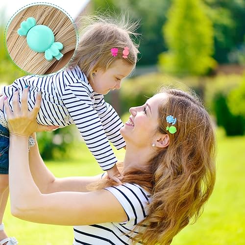 Miniatura 5 de 120 pasadores de pelo autobisagra de plástico para el cabello, pinzas para el cabello multicolor con flores de caramelo y pez, pinzas para el