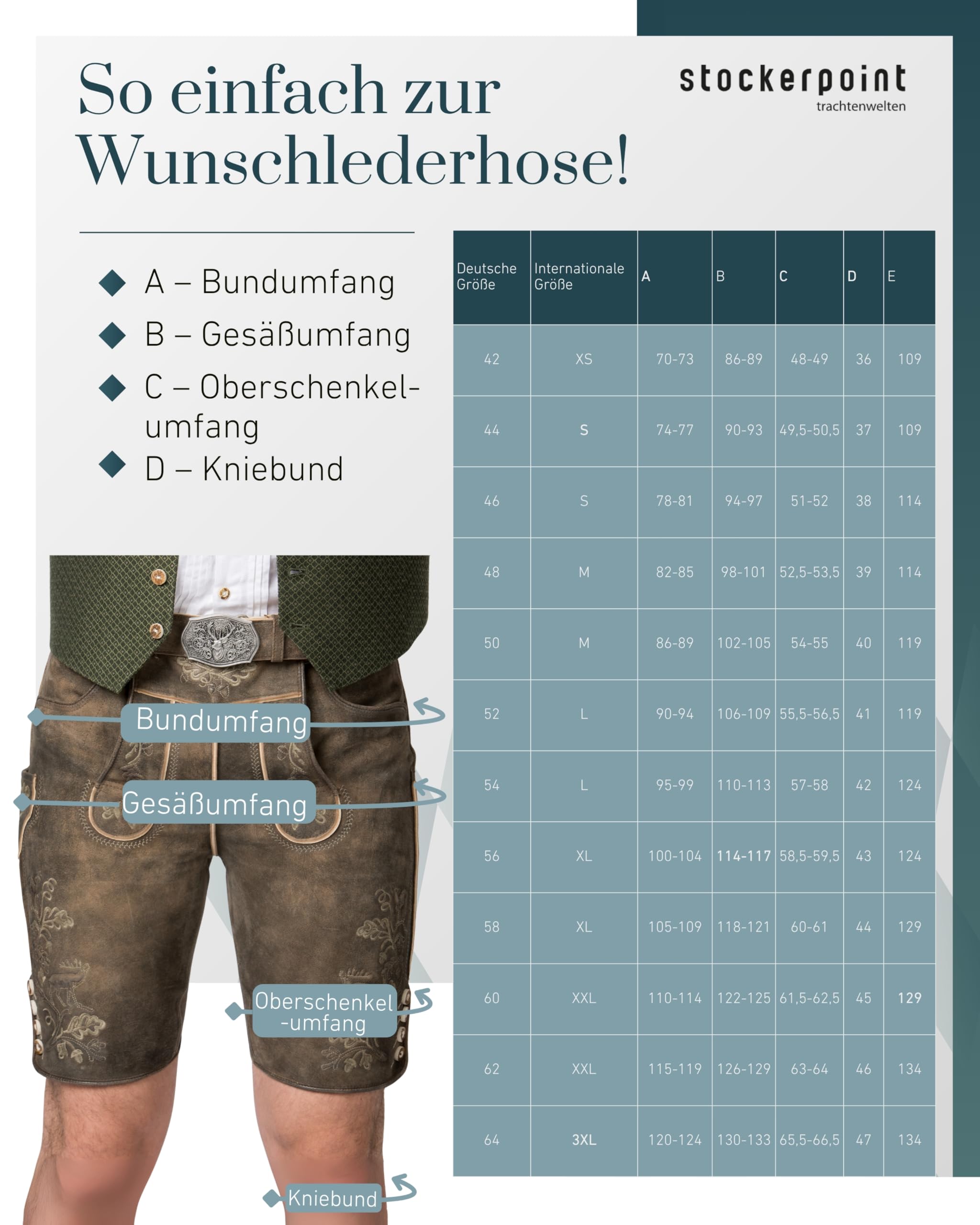 Stockerpoint Herren Trachtenlederhose Trachtenlederhose Bastian