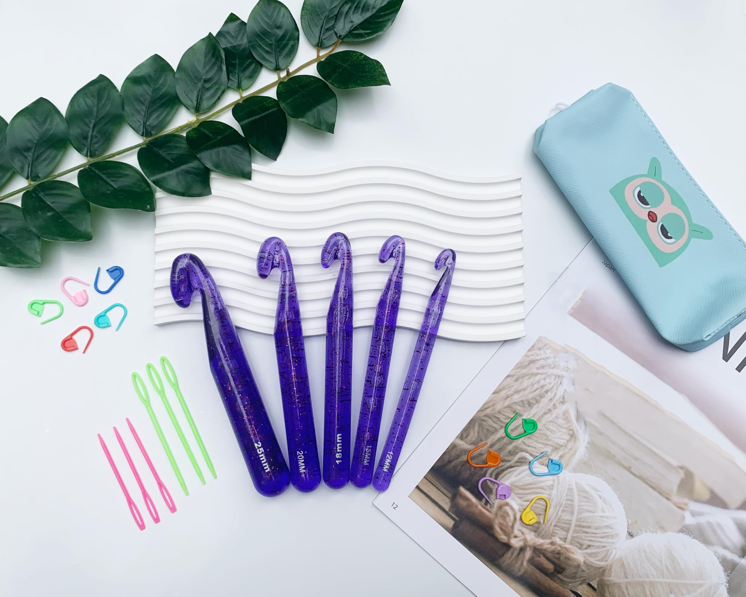 Coopay Lot De 5 Grands Crochets Macaron De 20 Mm, 15 Mm, 12