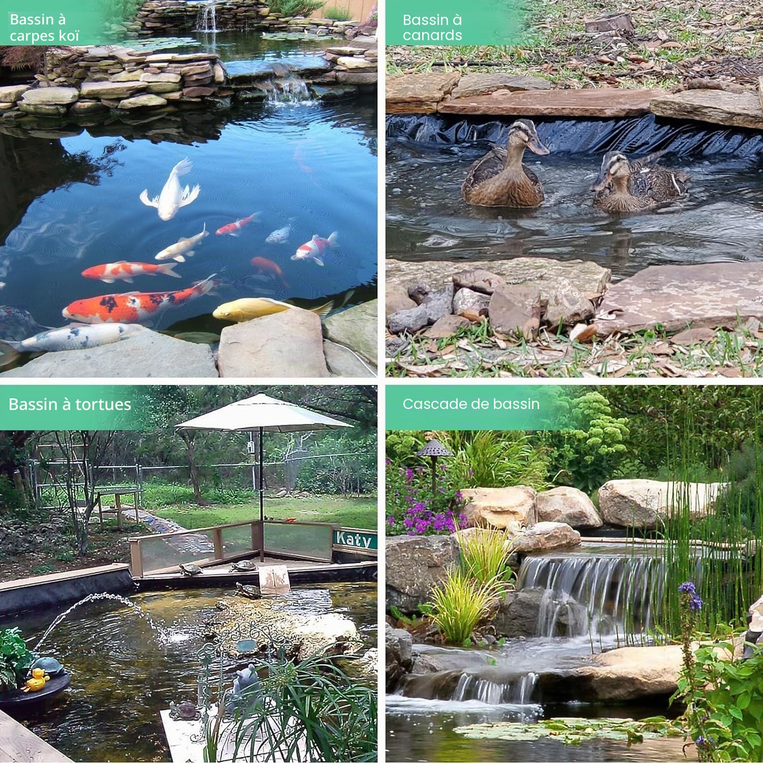 Storystore Bâche de Bassin en PVC, Robuste Noire Bâche de Bassin 3Mx4M, Bâche Liner pour Bassin Flexible, Grand Bassin à Poissons, Piscines,Jardin
