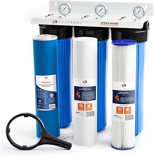 3-Stage 20" x 4.5" Toda la Casa+Soporte de Vivienda+Manómetro de Presión+Filtro GAC+Filtro de Sedimento Plisado+Filtro de Sedimento Plisado disponible en Yaxa Colombia